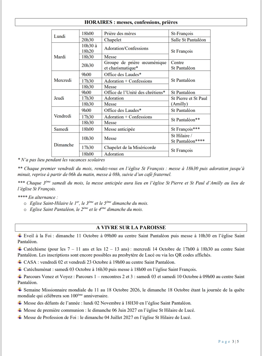 Feuille paroissiale - Octobre 2026