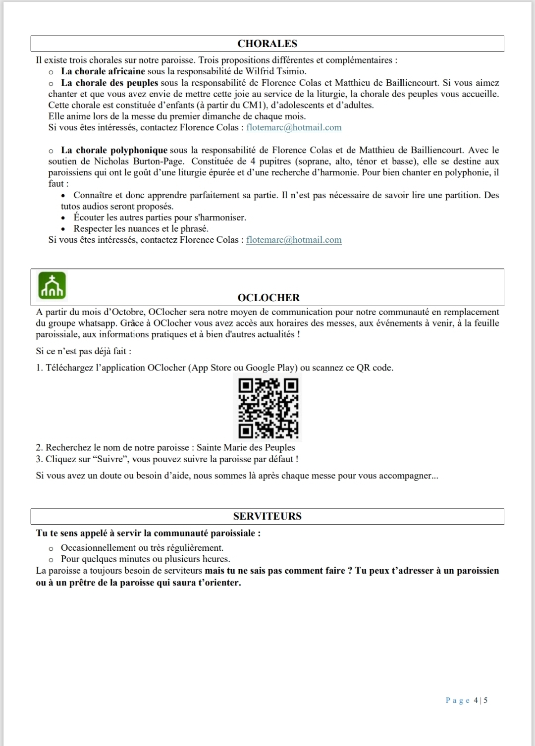 Feuille paroissiale - Octobre 2026
